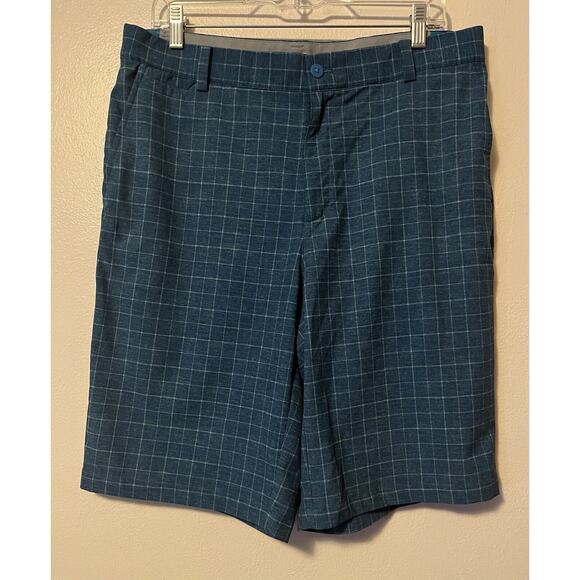 Nike Golf Mens Tour Performance Dri Fit Blue Plaid Shorts Size 34 Golf Preppy - Picture 1 of 11